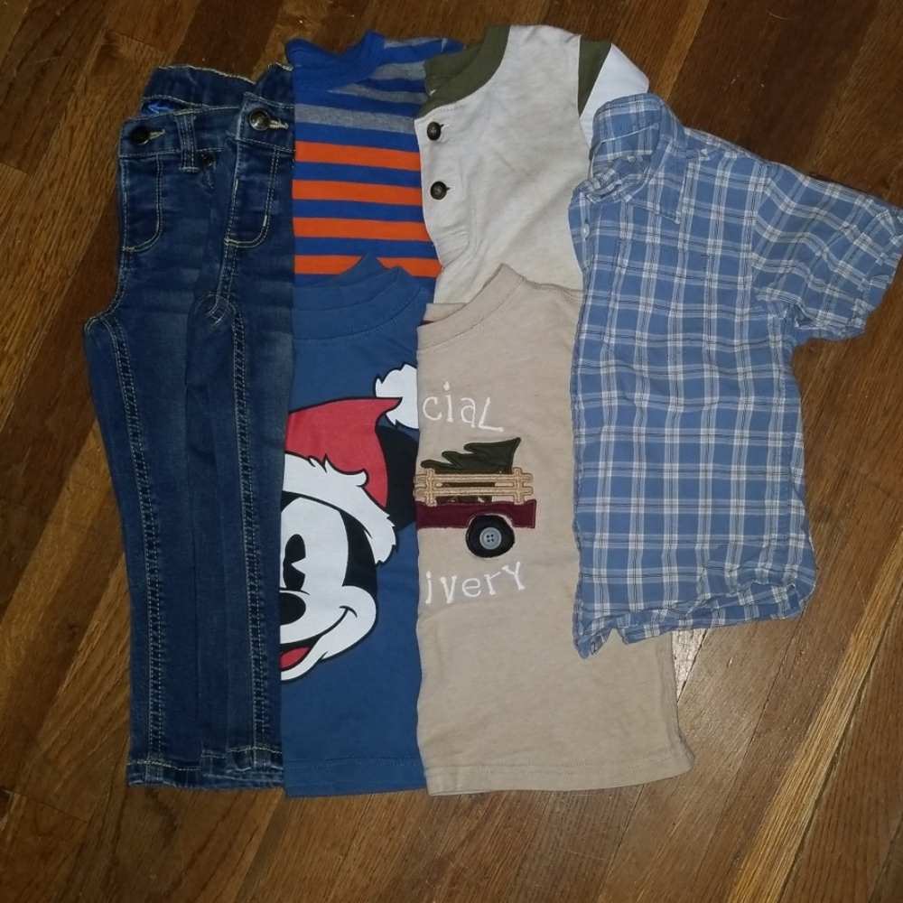 Bundle of boys long sleeve shirts & jeans